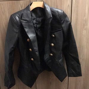 Leather Jacket with Lion Gold Buttons
